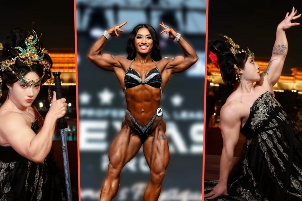 Bian Ruiying, once teased as a “little fat kid”, has become a champion bodybuilder. Photo: SCMP composite/Douyin