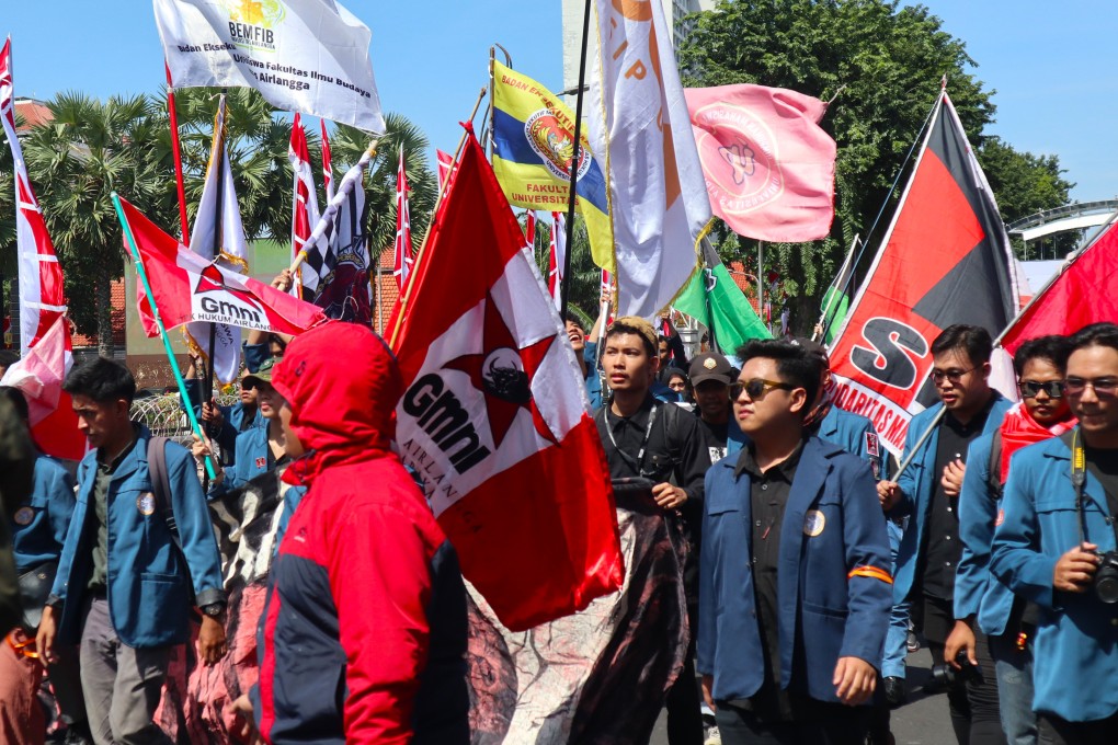 Surabaya’s Airlangga University students staging a protest earlier this year. Photo: Johannes Nugroho