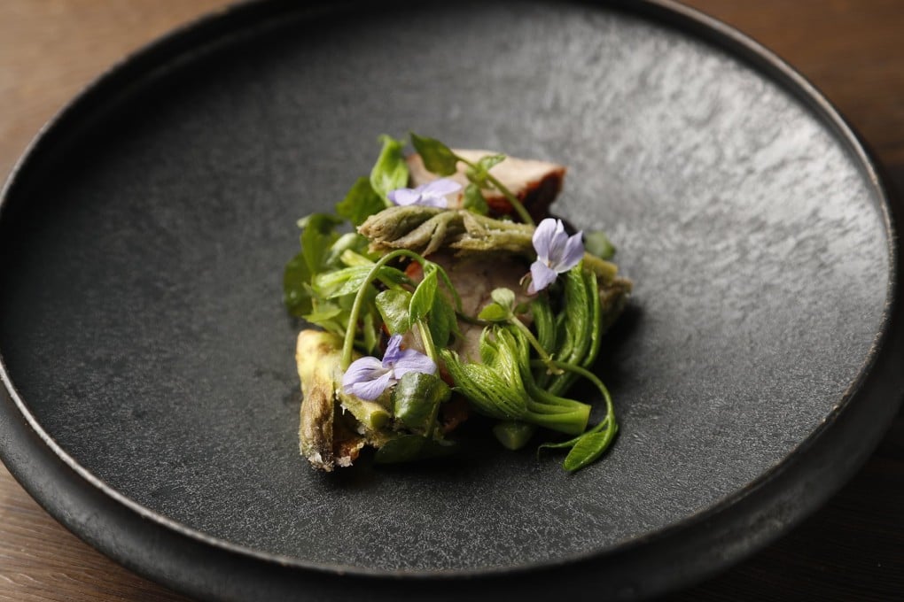 A dish at Uozen in Sanjo city, in Japan’s Niigata prefecture, where chef Kazuhiro Inoue takes a hands-on approach to sourcing ingredients, including cultivating his own vegetables and hunting game in the mountains. Photo: Uozen
