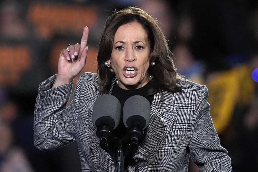 US Vice-President Kamala Harris at a campaign rally in Ann Arbor, Michigan on Monday. Photo: AP