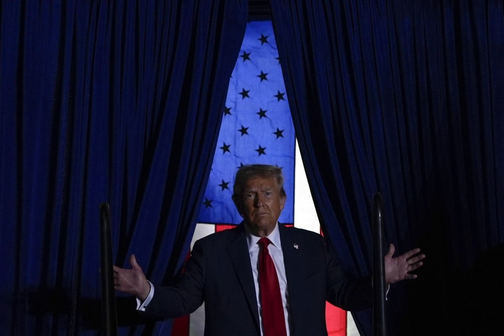 Donald Trump arrives at a campaign rally in Atlanta, Georgia on Monday. Photo: AP