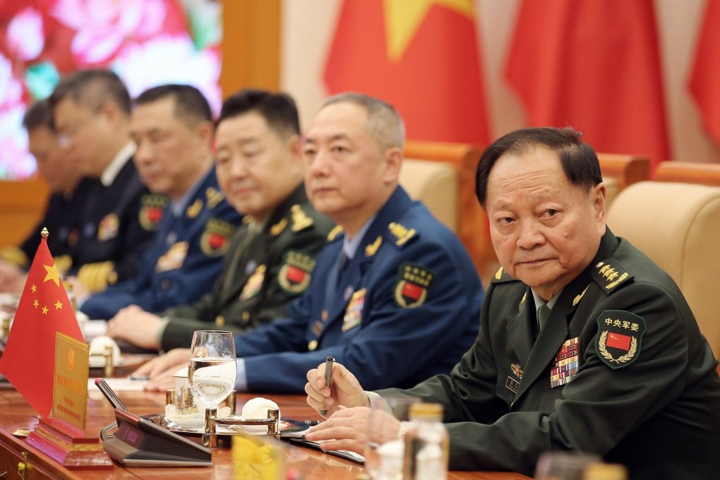 General Zhang Youxia, vice-chairman of China’s Central Military Commission, during talks with Vietnam’s defence chief General Phan Van Giang in Hanoi last week. Photo: EPA-EFE