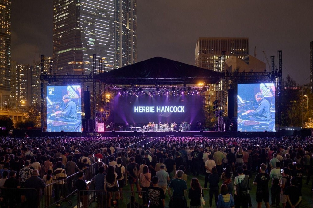 A large crowd watches Herbie Hancock perform at the Freespace Jazz Fest 2024, at Hong Kong’s West Kowloon Cultural District. Photo: West Kowloon Cultural District Authority