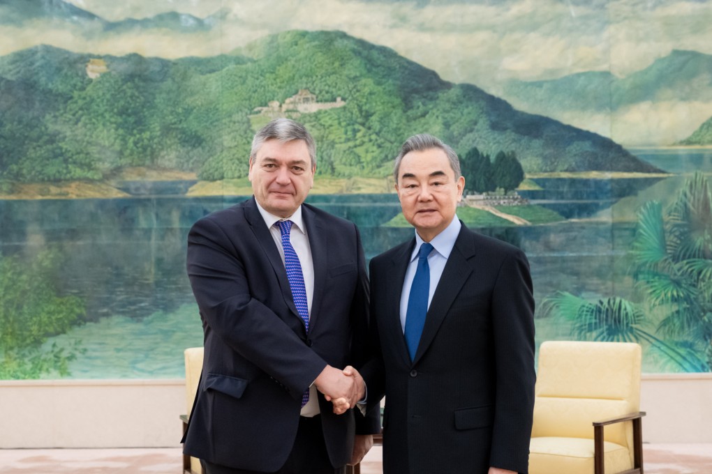Russian deputy foreign minister Andrey Rudenko and Chinese Foreign Minister Wang Yi hold talks in Beijing on Wednesday. Photo: Xinhua