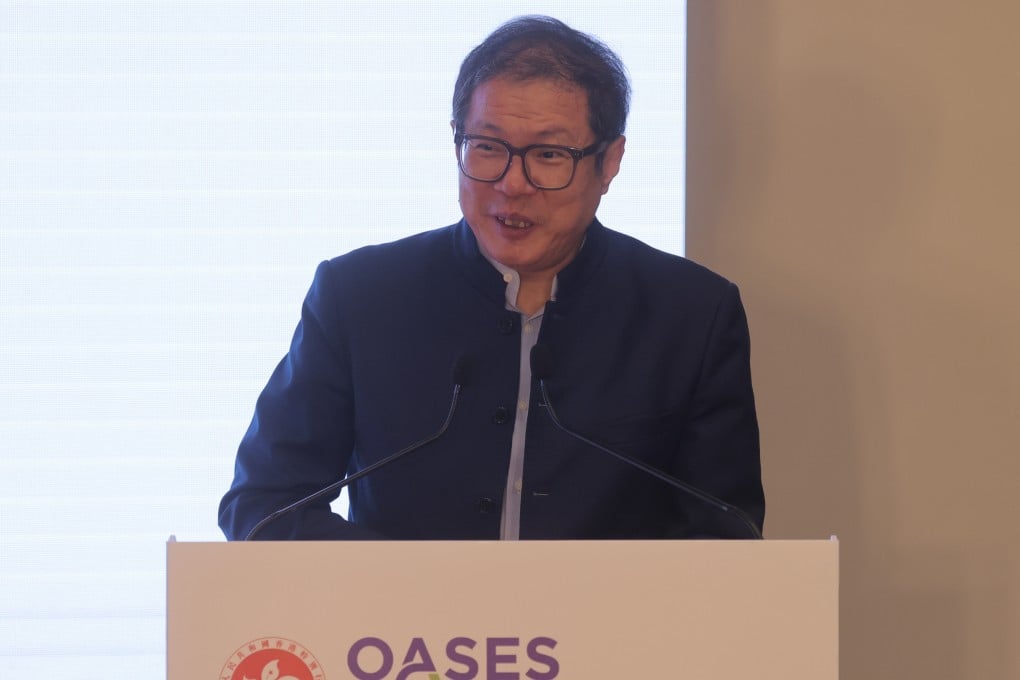 Leon Wang, AstraZeneca’s China president, speaks at an event in Hong Kong in November 2023. Photo: Jelly Tse