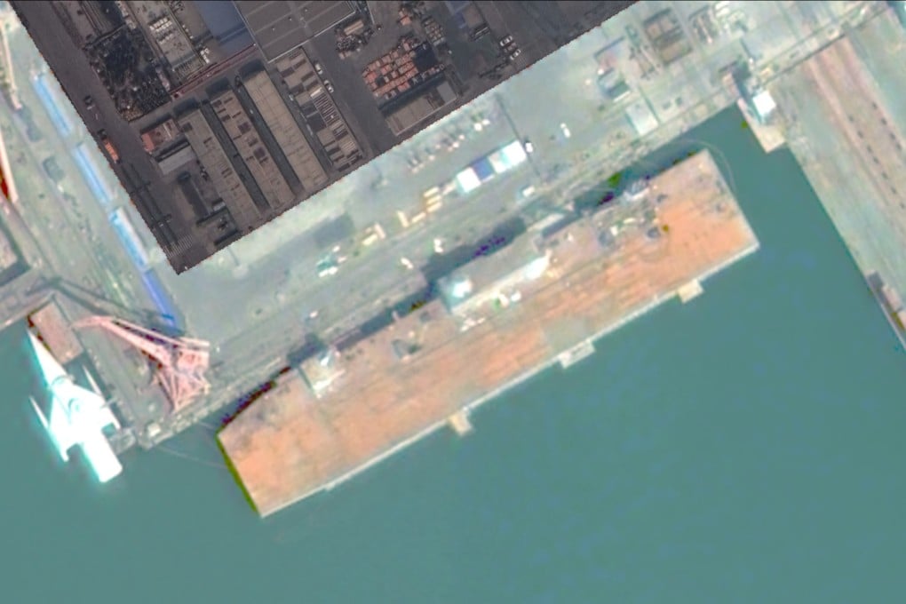 The vessel spotted at a shipyard in southern China has what appears to be a flight deck, according to satellite imagery. Photo: X/ tshugart3