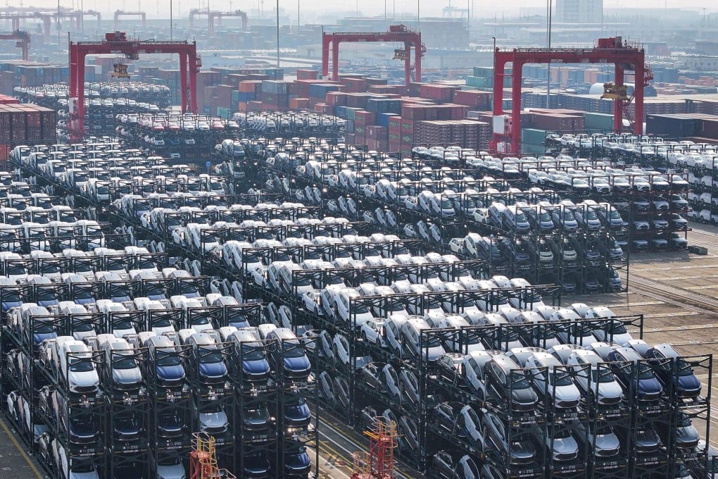 BYD cars wait to be loaded onto a ship in Suzhou. Photo: AFP