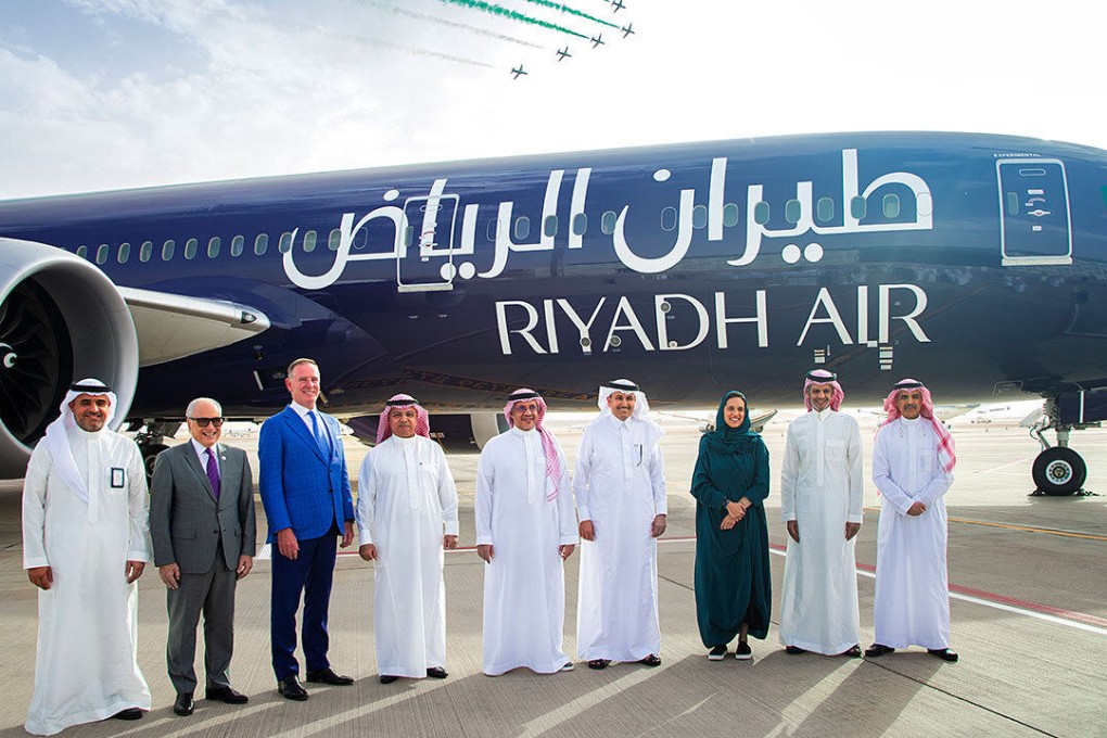The delivery of a Boeing 787-9 aircraft with Riyadh Air’s livery at the King Khalid International Airport in Riyadh on June 12, 2023. Photo: Riyadh Air