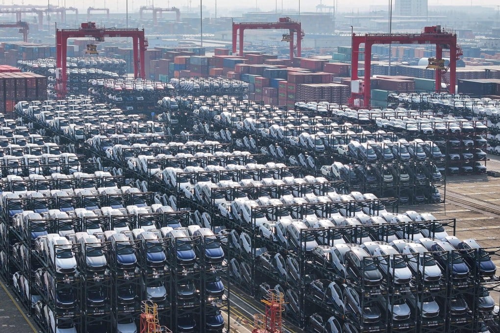 BYD vehicles waiting to be loaded on to a ship for exports at the international container terminal of Taicang Port in Suzhou, in eastern China’s Jiangsu province on February 8, 2024. Photo: AFP