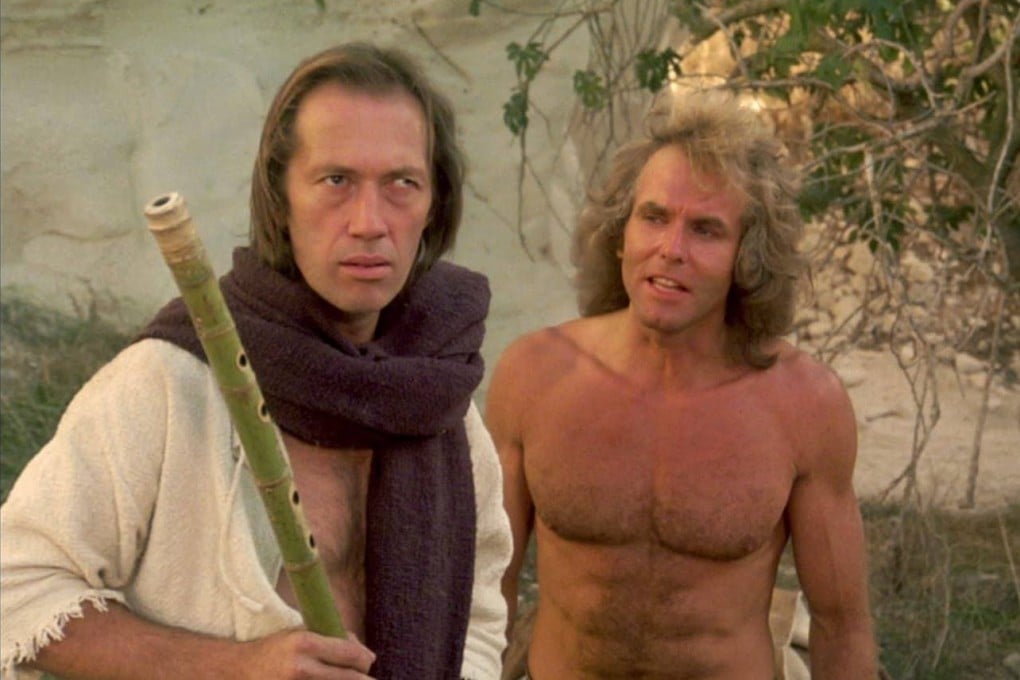 David Carradine (left) and Jeff Cooper in a still from Circle of Iron. The 1978 movie was based on a script Bruce Lee abandoned before his death, but ended up a bizarre mix of inadequate kung fu scenes and faux Eastern mysticism.