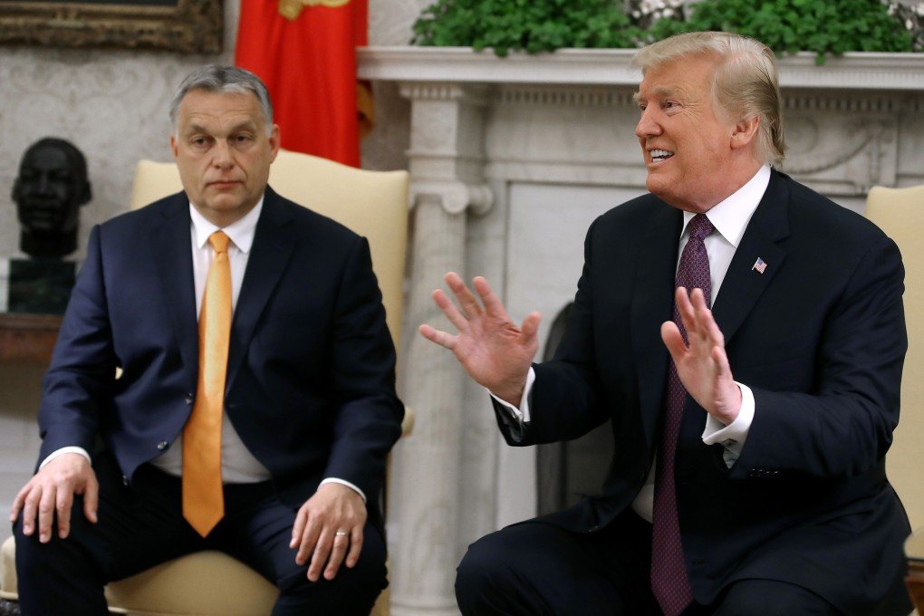 US President Donald Trump (right) speaks to the media during a meeting with Hungarian Prime Minister Viktor Orban in the Oval Office in May 2019. Photo: TNS