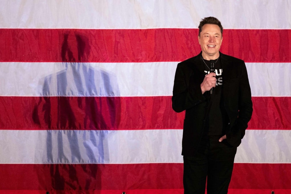 Elon Musk speaks during a town hall event hosted by his political organisation America PAC in support of former US president Donald Trump. Photo: AFP