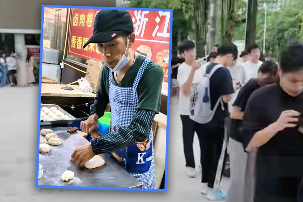 People from far and wide have rallied to help a street food vendor in China whose wife has been diagnosed with breast cancer. Photo: SCMP composite/Douyin