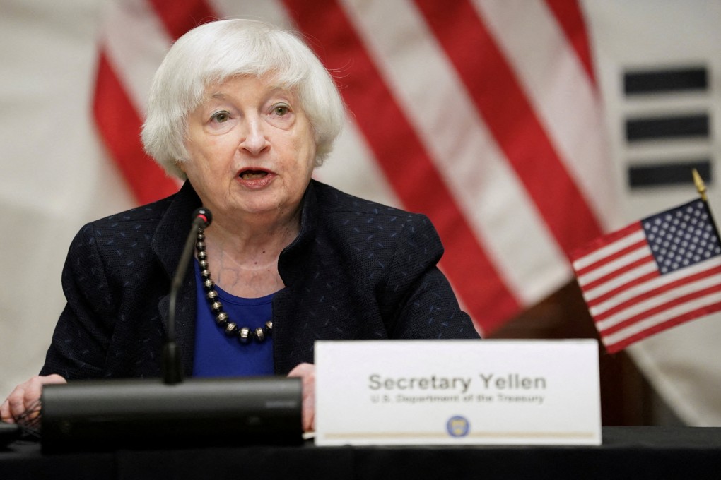 US Treasury Secretary Janet Yellen speaks during a meeting in Washington in April. Photo: Reuters