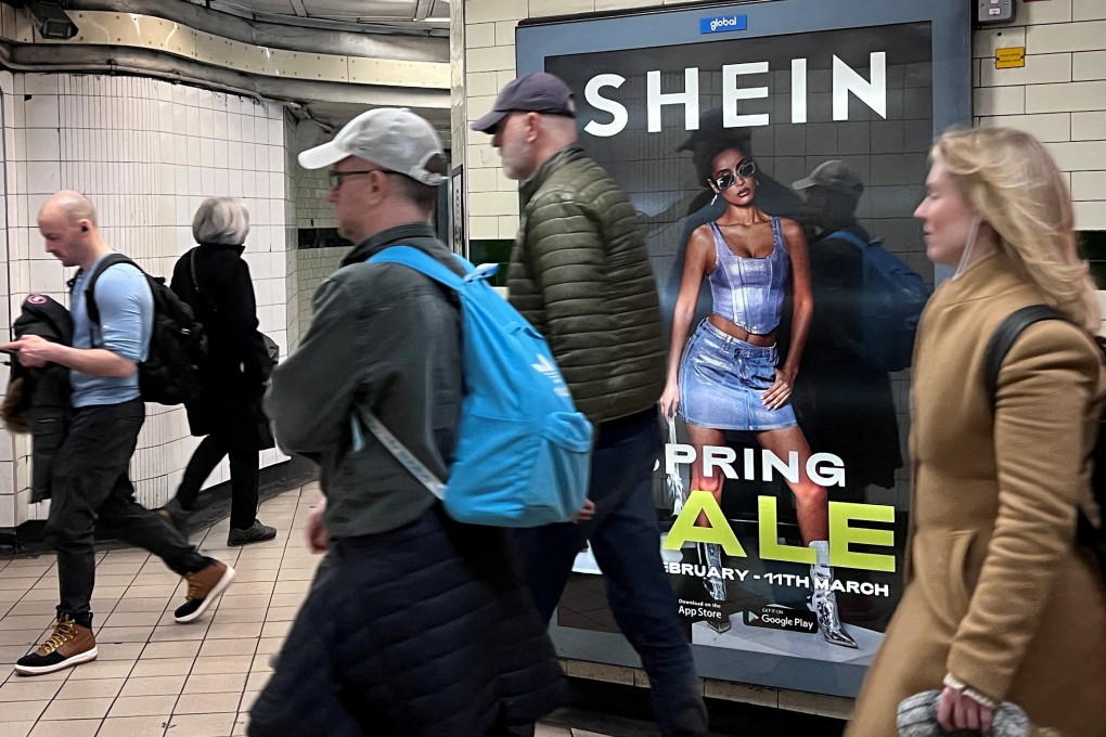 People walk past a Shein advertisement in London, where the the fast-fashion giant plans to go public. Photo: Reuters