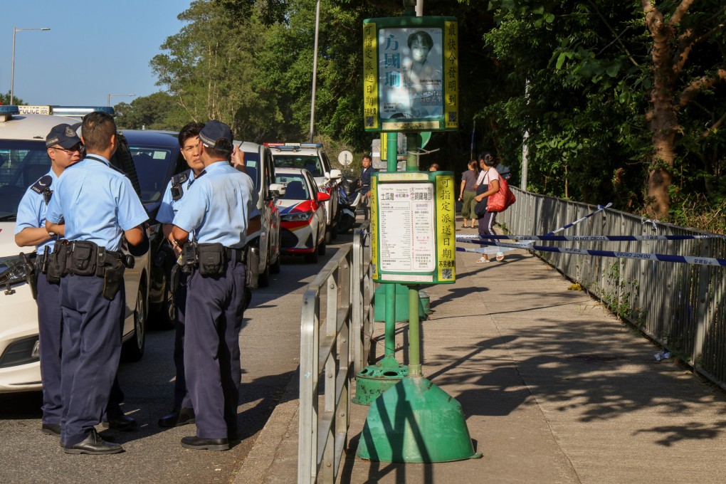Police outside Pik Uk Prison in Sai Kung. The victim suffered six wounds to his head and arms, as well as a broken bone in his right wrist. Photo: Jelly Tse