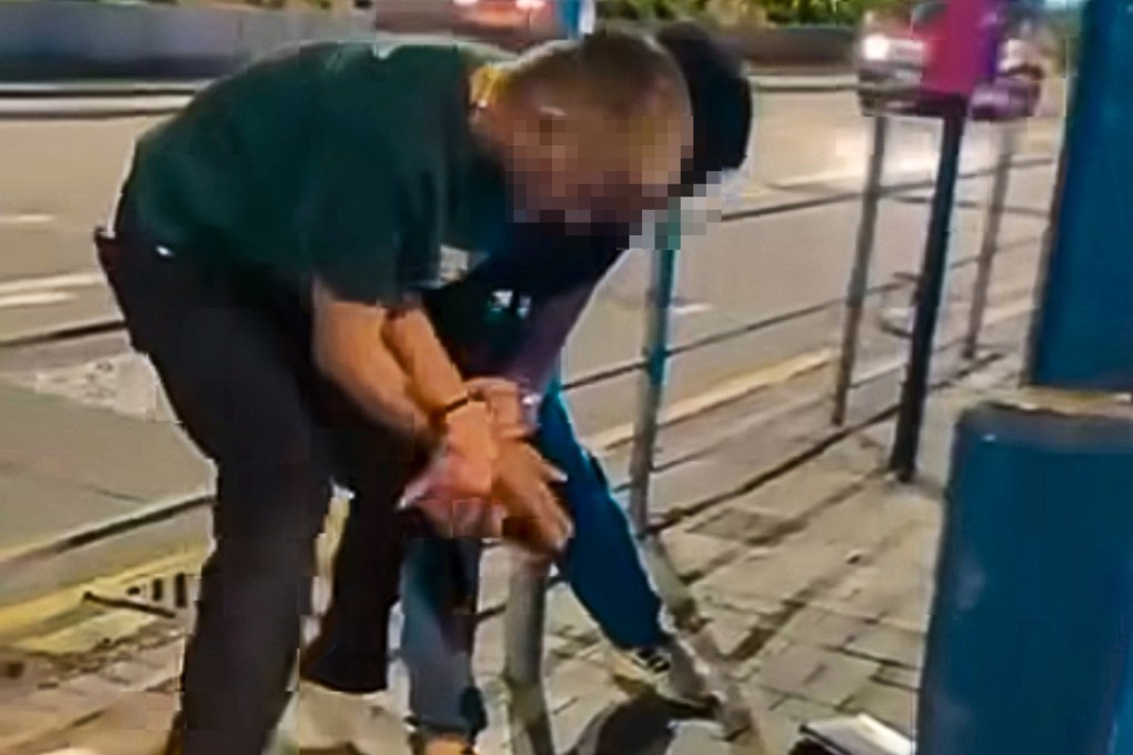 An off-duty policeman (right) was repeatedly stabbed in the neck, hands and legs in a suspected robbery on Saturday. Photo: Handout