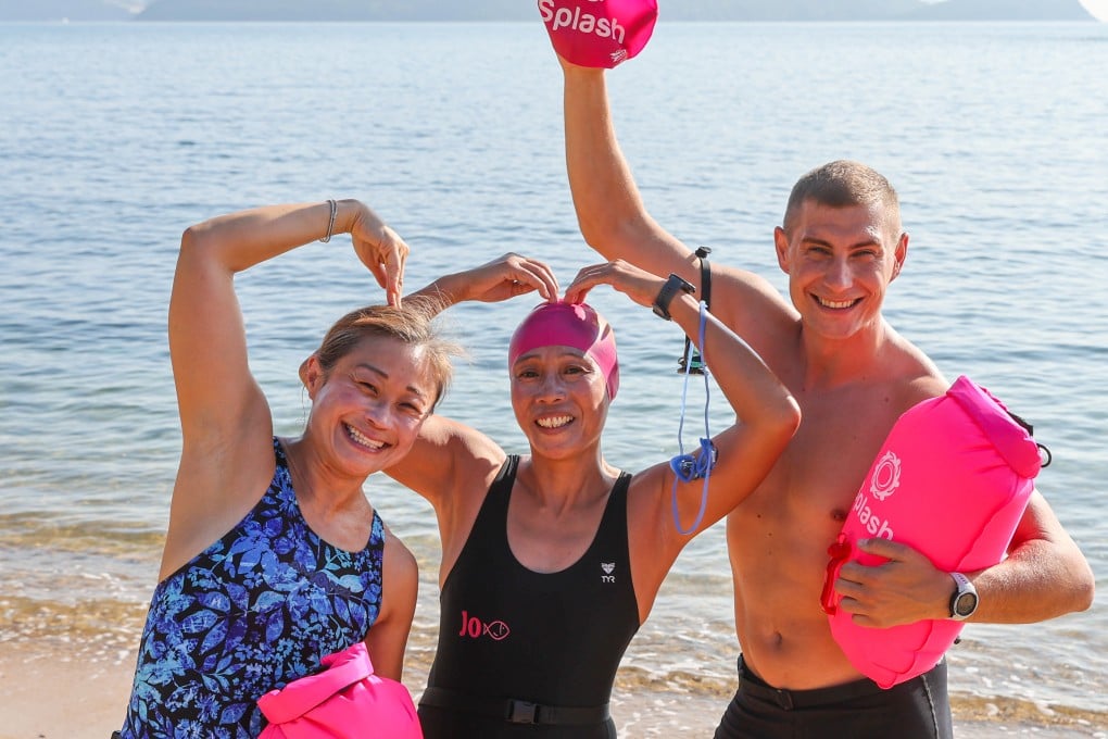 (From left) Jada Lam, Josephine Tolentino and Marko Stojanovic pose for a picture at Shek O Beach before a training session. Photo: Edmond So