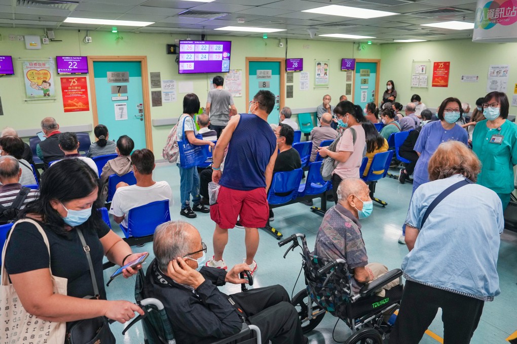 Patients wait to see a doctor a public outpatient clinic in Sai Wan Ho. Photo: Elson Li
