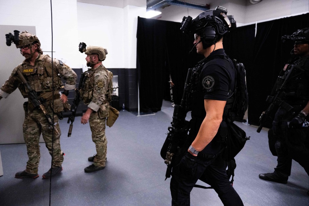 Houston Police SWAT and Secret Service special agents at a campaign rally for US Vice-President Kamala Harris in Houston, Texas on October 25. Photo: AFP