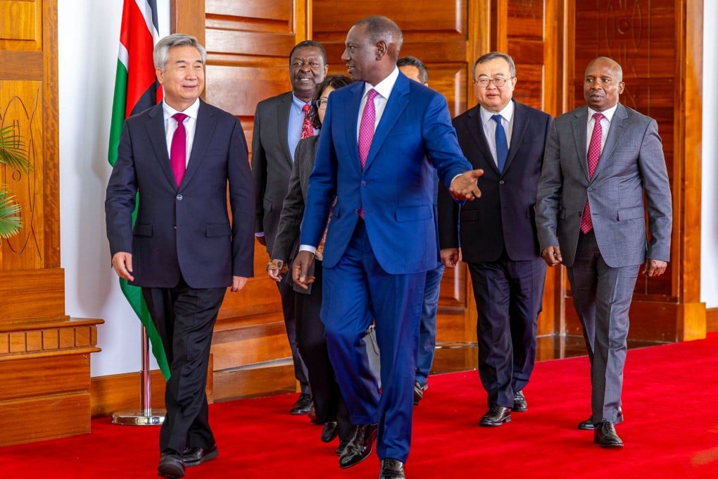 Li Xi, a member of China’s Politburo Standing Committee meets Kenyan President William Ruto at State House Nairobi on Monday. Photo: Office of Kenya President