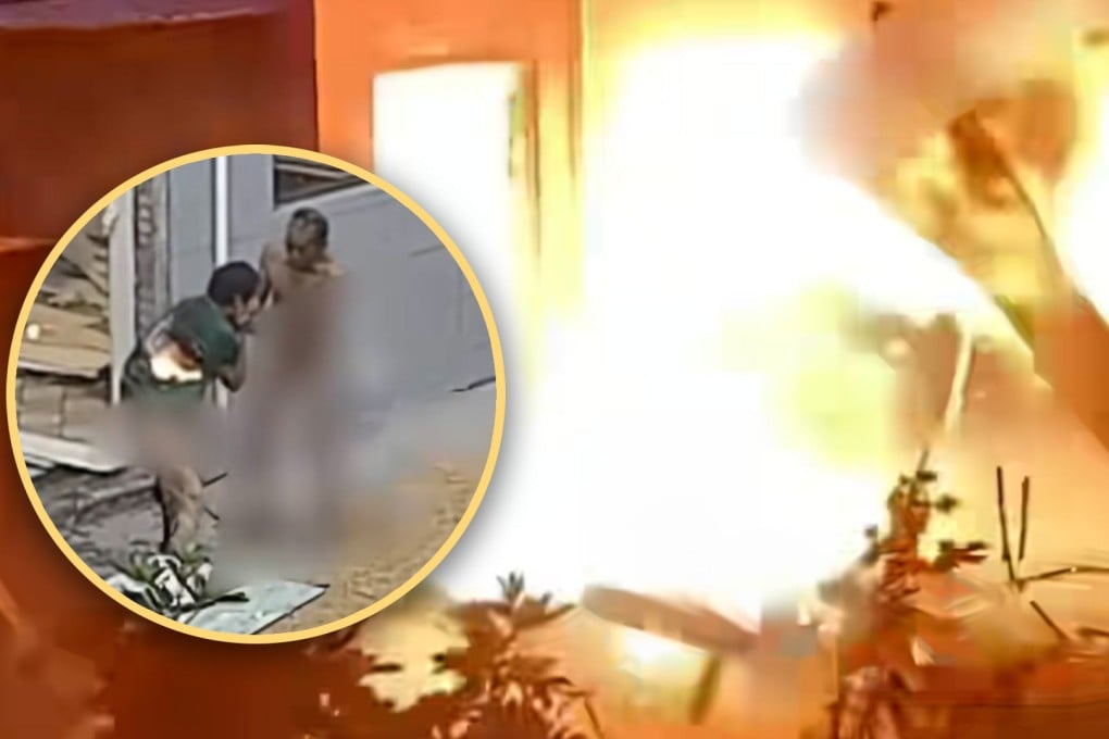 An heroic husband in China who bravely went back into the flames of a blazing kitchen to save his wife despite suffering 90 percent burns has tragically died from his injuries. Photo: SCMP composite/Douyin