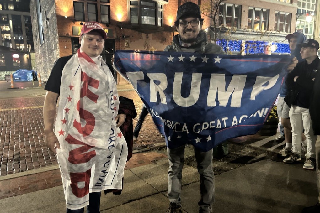 Supporters of Donald Trump outside the Republican nominee’s last rally of the election campaign, in Grand Rapids, Michigan. Photo: Khushboo Razdan