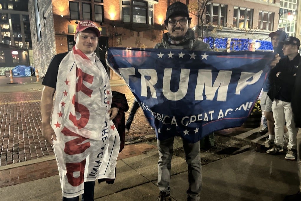 Supporters of Donald Trump outside the Republican nominee’s last rally of the election campaign, in Grand Rapids, Michigan. Photo: Khushboo Razdan