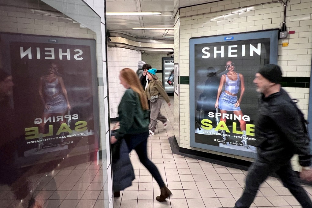 People walk past an ad for online retailer Shein in London, UK. Photo: Reuters