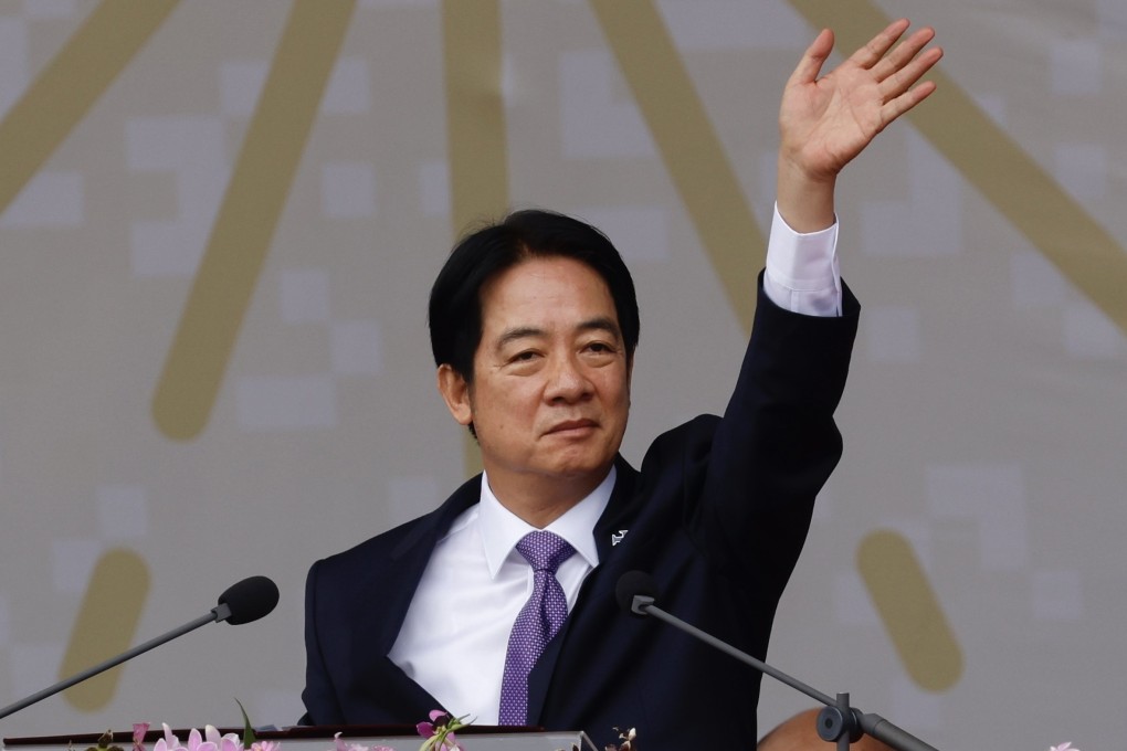 Taiwan’s leader William Lai gestures during the Taiwan National Day celebration in front of the Presidential Office in Taipei, Taiwan, October 10, 2024. Photo: EPA/EFE