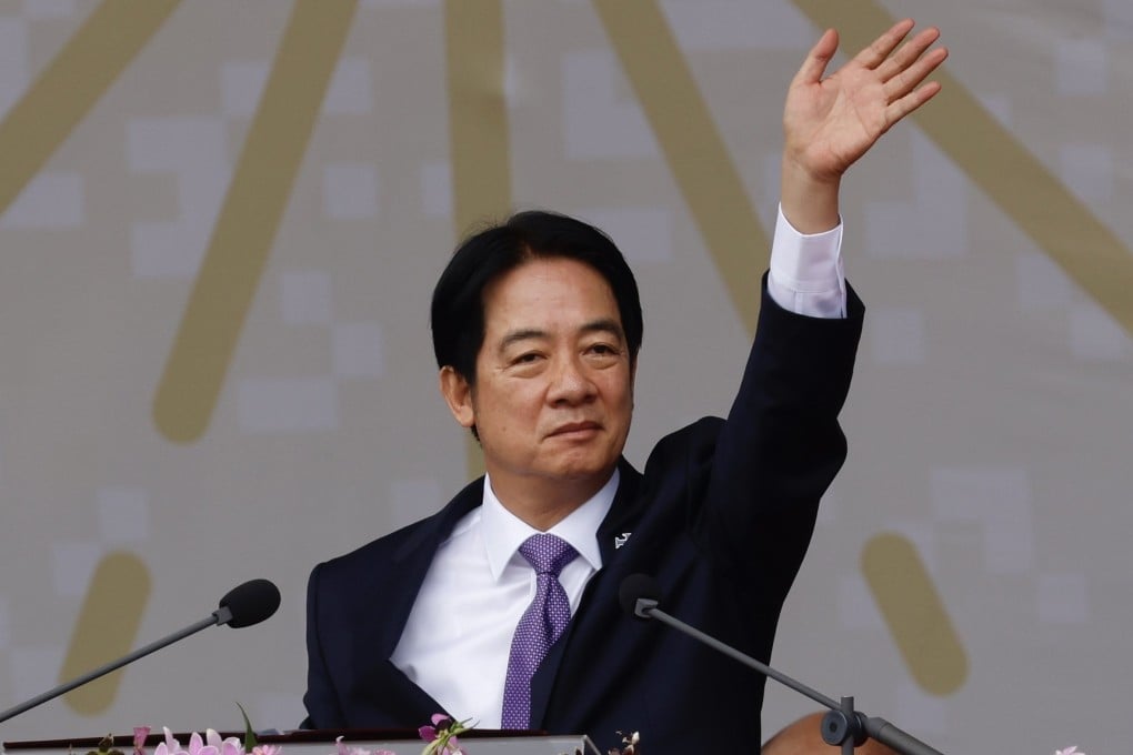 Taiwan’s leader William Lai gestures during the Taiwan National Day celebration in front of the Presidential Office in Taipei, Taiwan, October 10, 2024. Photo: EPA/EFE