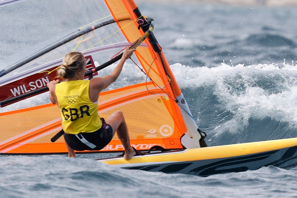 Emma Wilson, competing here in the Women’s RS:X Windsurfing at the Tokyo Olympics, is taking part in the Hong Kong Open. Photo: EPA