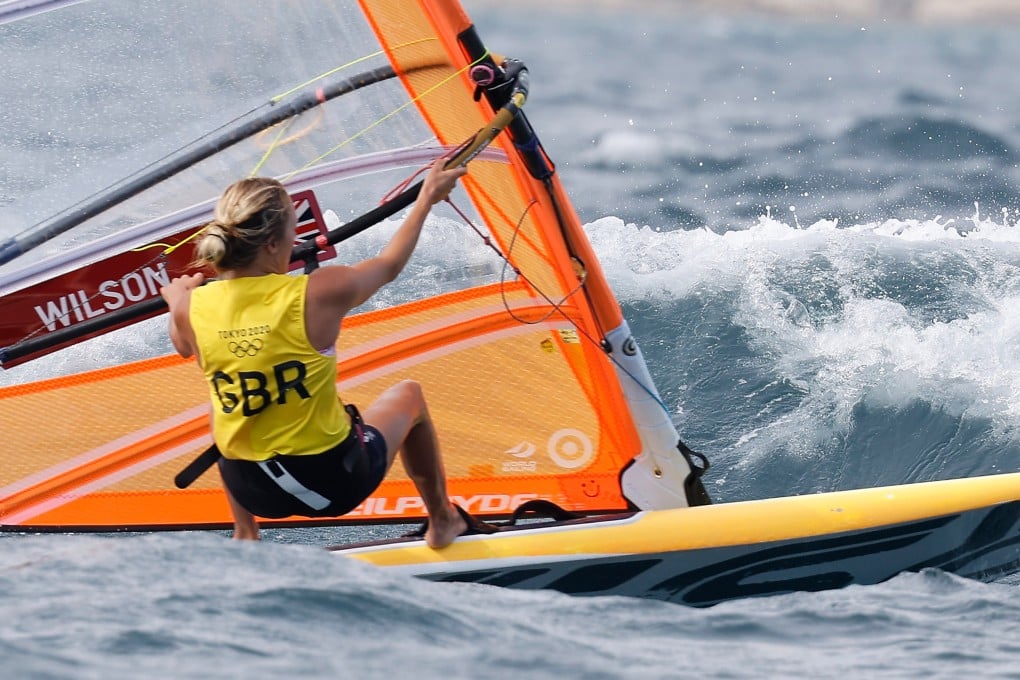 Emma Wilson, competing here in the Women’s RS:X Windsurfing at the Tokyo Olympics, is taking part in the Hong Kong Open. Photo: EPA