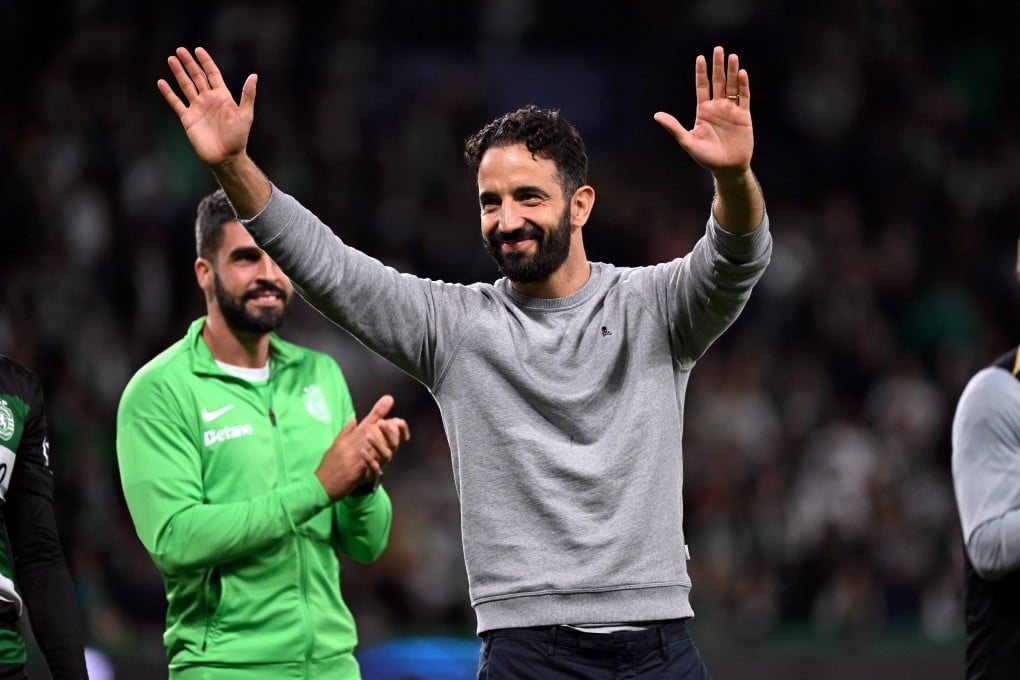 Sporting Lisbon manager Ruben Amorim waves to the crowd after the 4-1 win over Manchester City in his final home game with the club. Photo: dpa