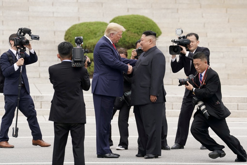 Then-US President Donald Trump meets with North Korean leader Kim Jong-un at the demilitarised zone separating the two Koreas, in Panmunjom, South Korea on June 30, 2019. Photo: Reuters