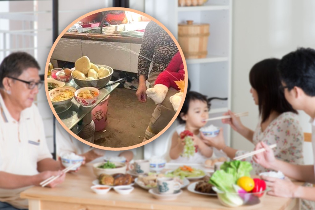 A mother in China is in hot water after posting a photo of her toddler son urinating over a table of food. Photo: SCMP composite/Shutterstock/Xiaohongshu