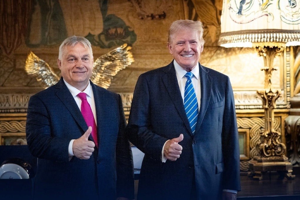 Hungarian Prime Minister Viktor Orban meets Donald Trump at Trump’s home in Florida on July 11. Photo: X via Reuters
