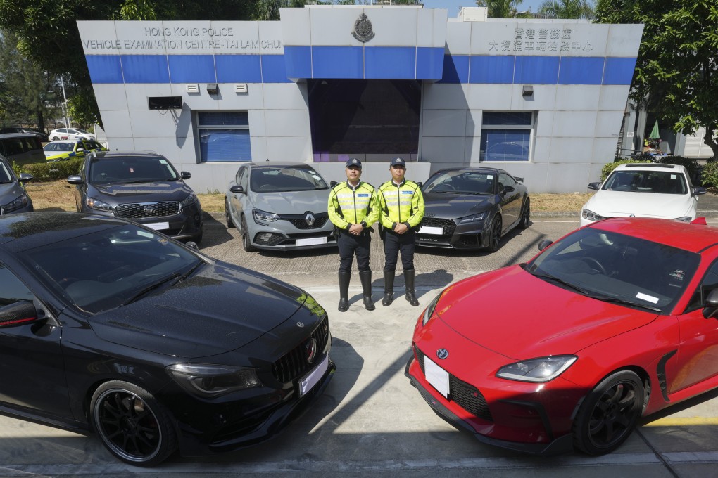 The 14 impounded vehicles are being held at the Tai Lam Chung Vehicle Examination Centre. Photo: Sam Tsang