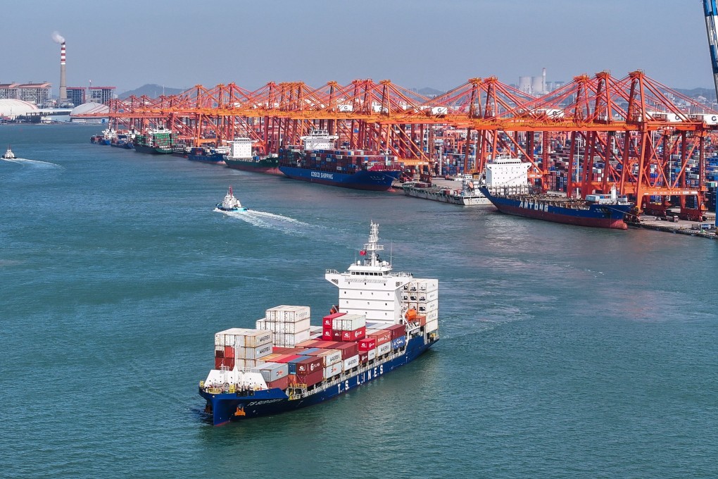 A container ship carries new-energy-vehicle parts at the Qinzhou Port in south China’s Guangxi Zhuang autonomous region. Photo: Xinhua