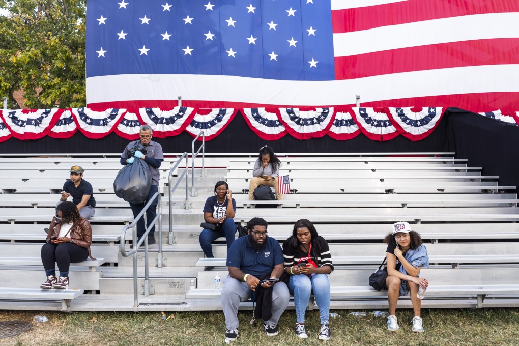 Supporters of Vice-President Kamala Harris linger at the event site after she conceded the US presidential race at Howard University the day after Election Day. Photo: EPA-EFE