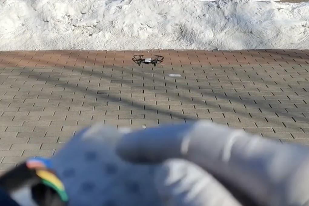 A screengrab from a demonstration video by a Chinese team showcasing drone control with a simple swipe on an advanced wearable touchpad. Photo: Handout