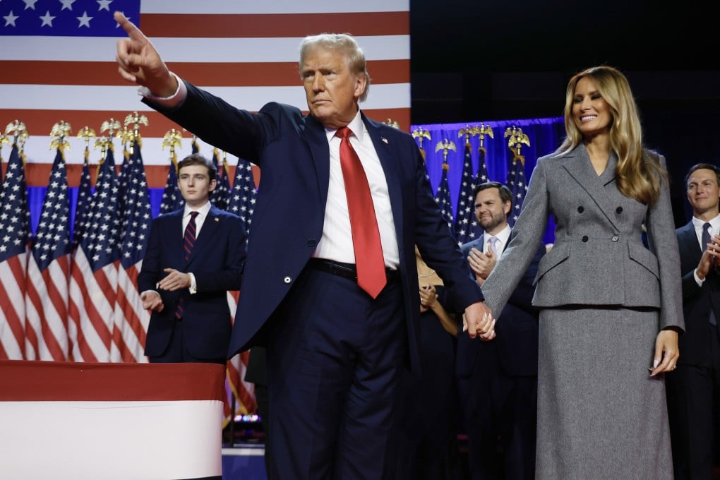 US president-elect Donald Trump acknowledges supporters during an election night event in West Palm Beach, Florida. Photo: TNS
