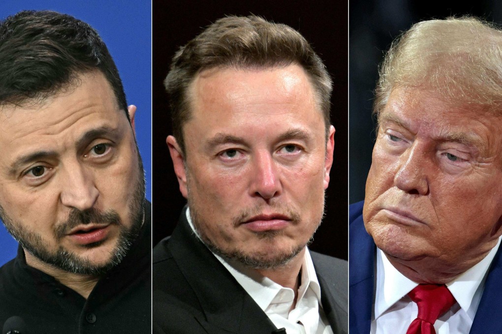 Elon Musk (centre) took part in a phone call between Ukrainian President Volodymyr Zelensky (left) and US president-elect Donald Trump (right), a senior Ukrainian official confirms. Photos: AFP