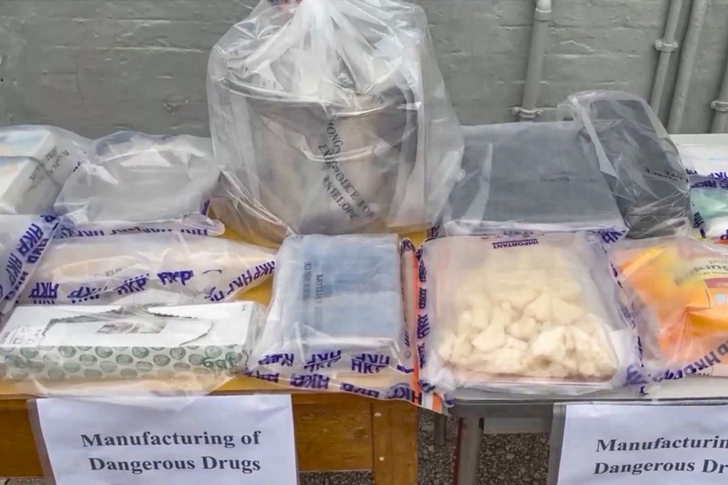 Officers discovered 1.29kg of crack cocaine, 1.09kg of cocaine, as well as suspected raw materials for drug production in the village house. Photo: Handout