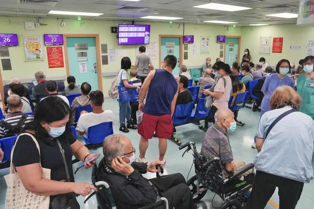 Patients wait to see a doctor a public outpatient clinic in Sai Wan Ho. Photo: Elson Li