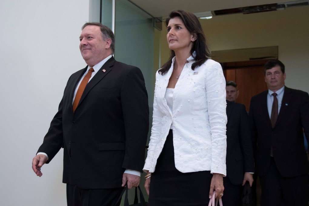 Former secretary of state Mike Pompeo and UN envoy Nikki Haley have been thanked by the US president-elect for their service to the country. Photo: AFP