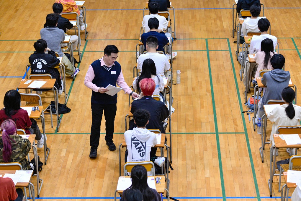 Students sit for the Chinese language paper in this year’s DSE exams on April 11, in a school in Hong Kong’s Tai Po district. Photo: Handout