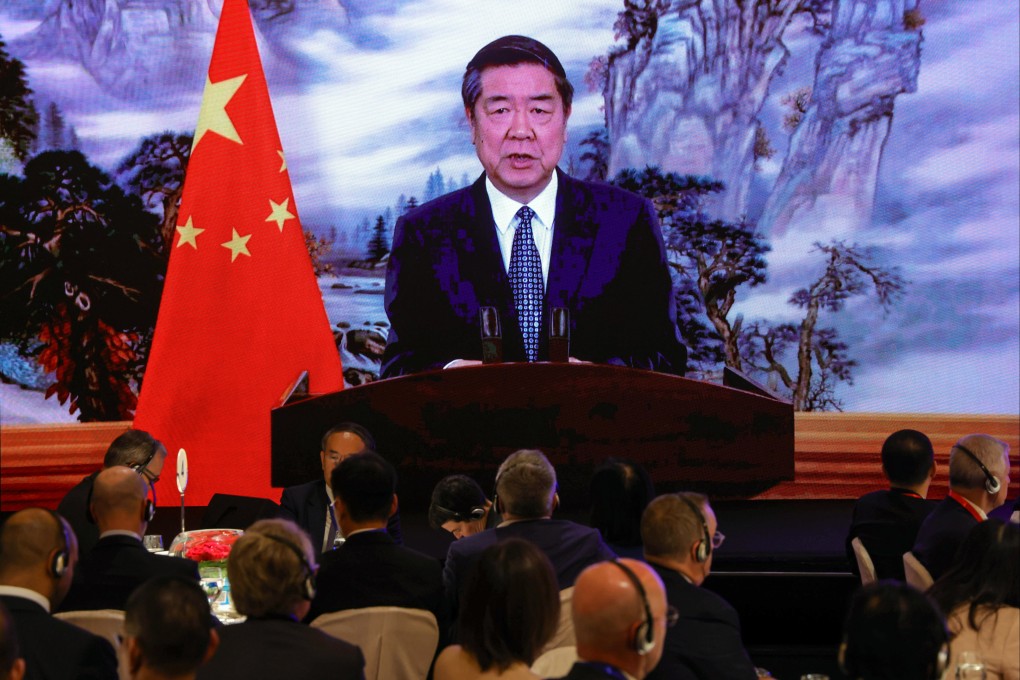A video address by China’s Vice Premier He Lifeng during the Global Financial Leaders’ Investment Summit in Hong Kong on 7 November 2023. Photo: May Tse