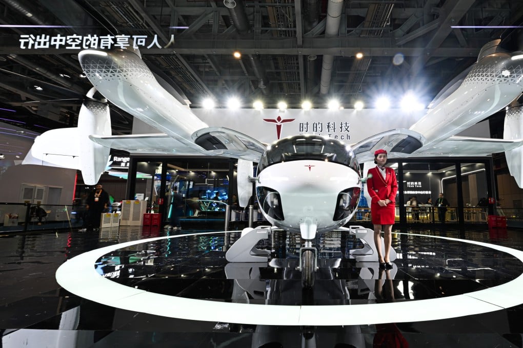 An electric vertical takeoff and landing aircraft (VCTOL) on display at the booth of TCab Tech at the Automobile Exhibition Area during the seventh China International Import Expo (CIIE) in east China’s Shanghai, Nov. 7, 2024. Photo: Xinhua.
