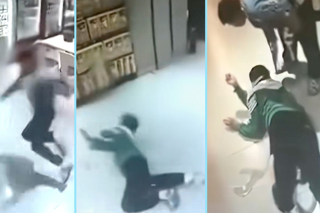 A mother in China is locked in a compensation fight with a supermarket after her son fell and suffered concussion while running “wildly” on the premises. Photo: SCMP composite/Douyin